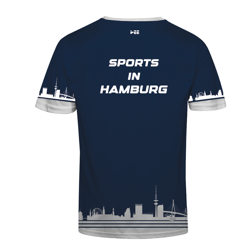 Sonderedition Allround-Sportshirt Skyline Hamburg (Cyclassics Blau/Weiß)